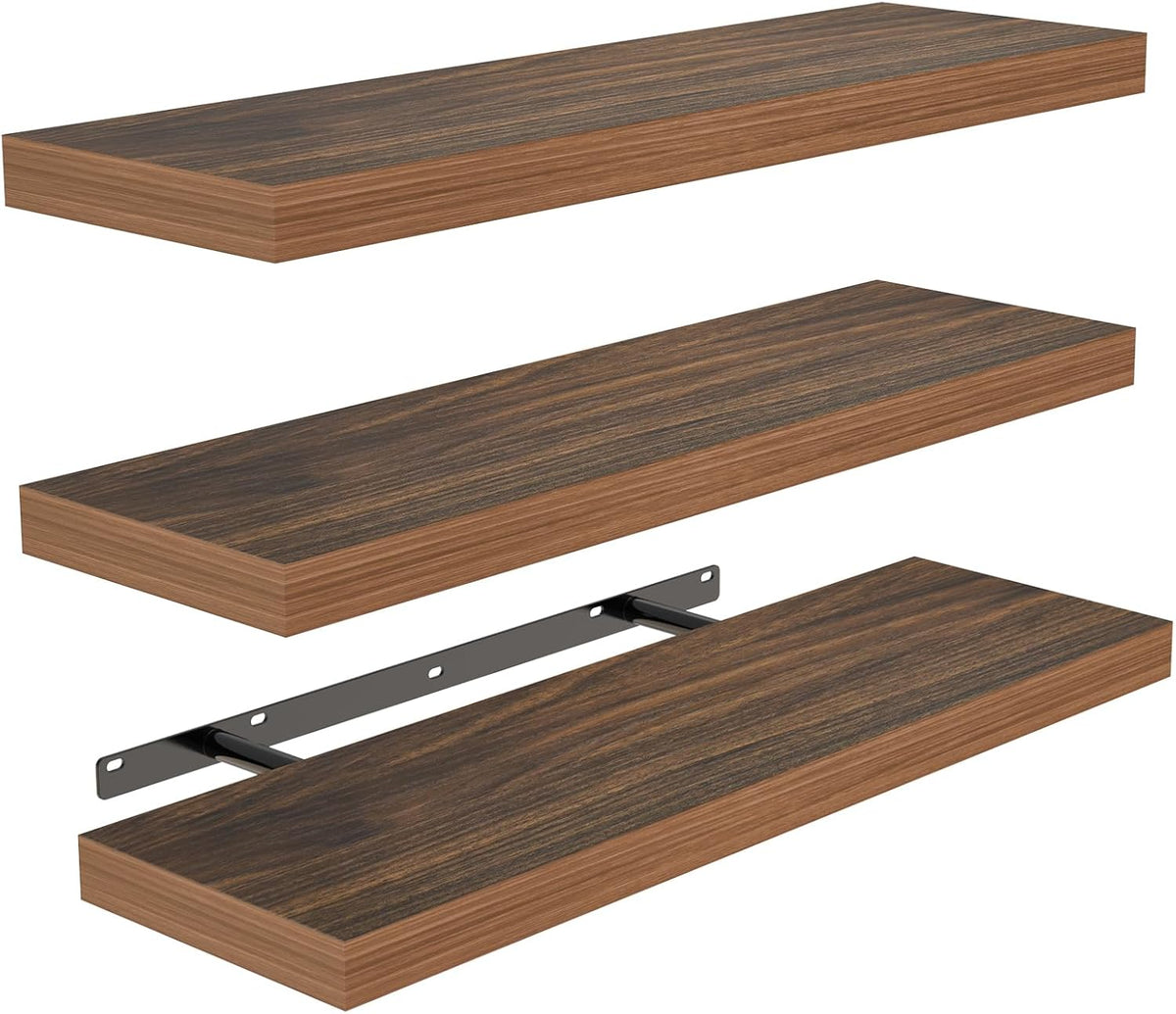 bayka walnut-like floating shelves 15.7in, 3 pack, wall, main product view