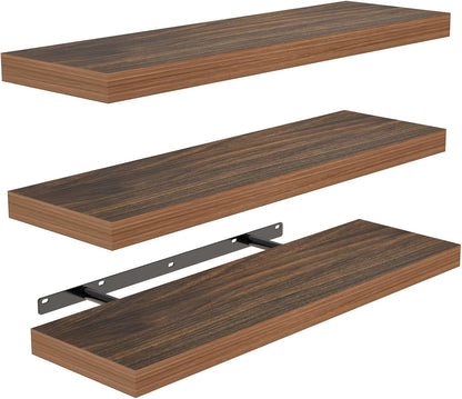 bayka walnut-like floating shelves 15.7in, 3 pack, wall, main product view