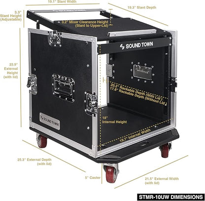 Sound Town Enhanced 1/2" Plywood 10U PA DJ Pro Audio Rack/Road ATA Case - Image 6