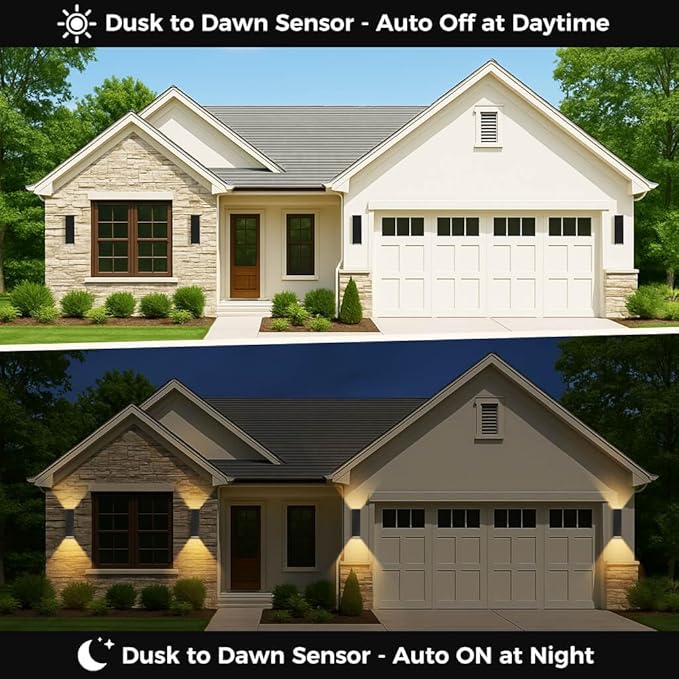 KIZON Smart Porch Lights 2 Pack, Modern Dusk to Dawn Exterior Lighting Fixtures - Image 4