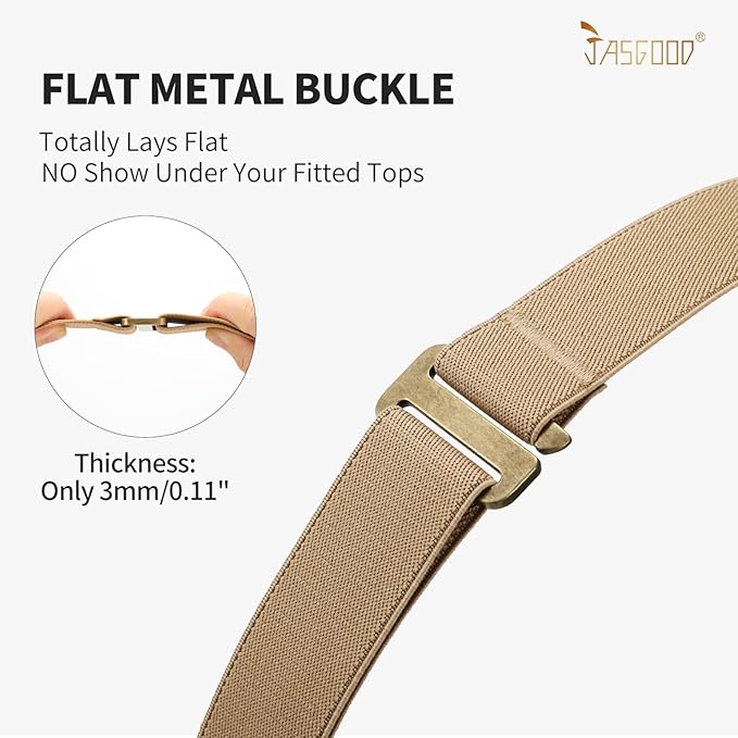 JASGOOD Women No Show Stretch Belt Elastic Web Strap Belt - Image 4