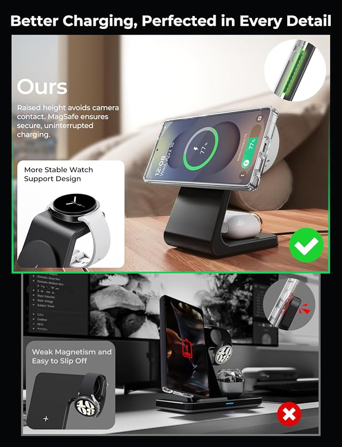 Magnetic Wireless Charger for Samsung, 3 in 1 Mag-Safe Charging Station for - Image 3