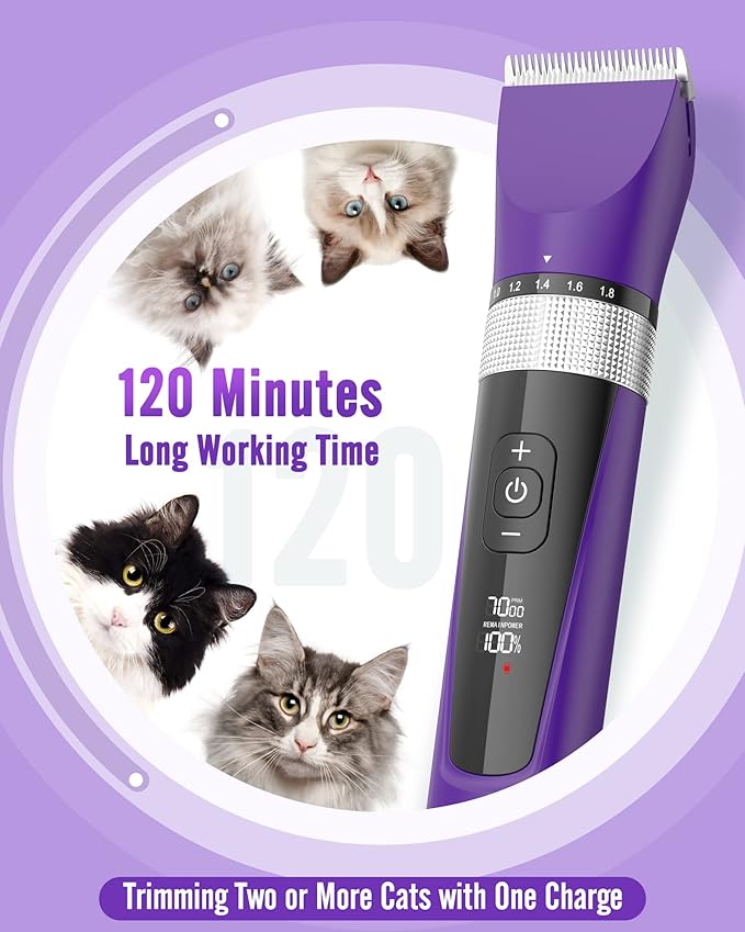 oneisall Cat Grooming Clippers for Matted Long Hair, 5-Speed Cat Grooming Kit - Image 6