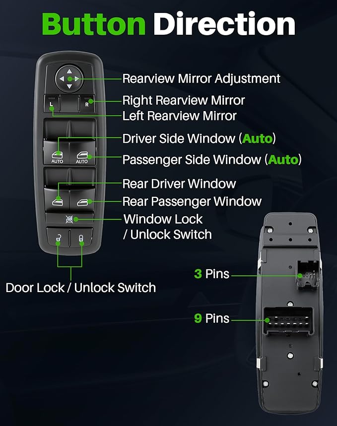 Dacall Power Window Switch Fit for 2009 2010 2011 2012 Dodge Ram 1500 2500 3500 - Image 3