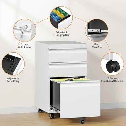3 Drawer Mobile File Cabinet - Image 6