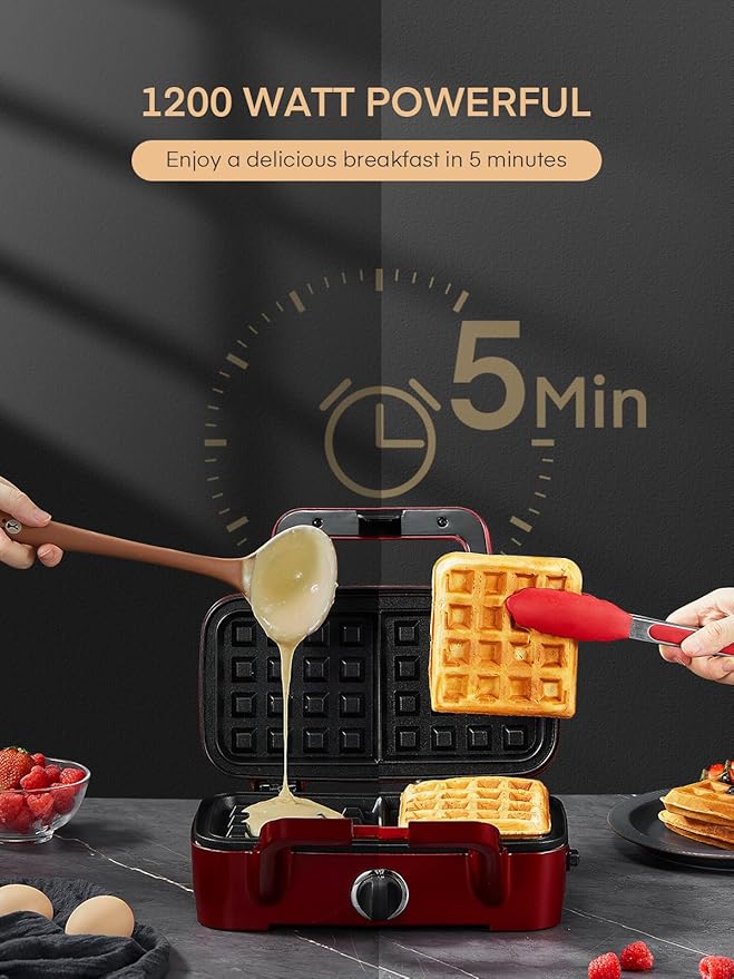 FOHERE Waffle Maker 3 in 1 Sandwich Maker 1200W Panini Press - Image 3