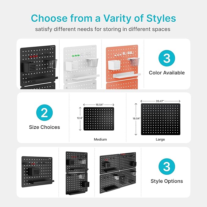 PEGZONE Pegboard Wall Organizer Combination Kit, Overall 25.4"x16.6" Metal - Image 4