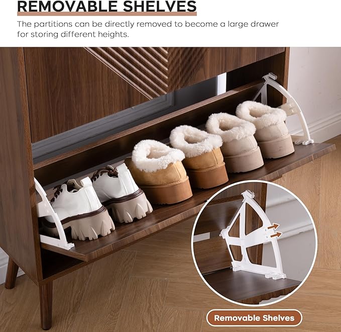 Shoe Cabinet Storage, Farmhouse Freestanding Organizer - Image 5