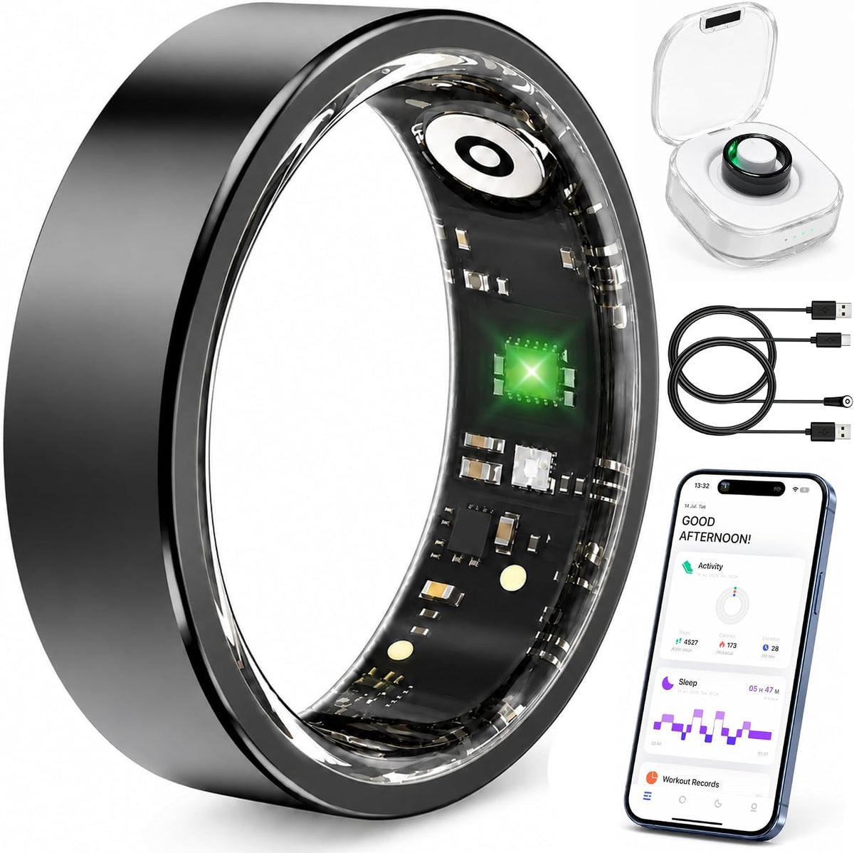 smart ring fitness tracker for men & women, main product view