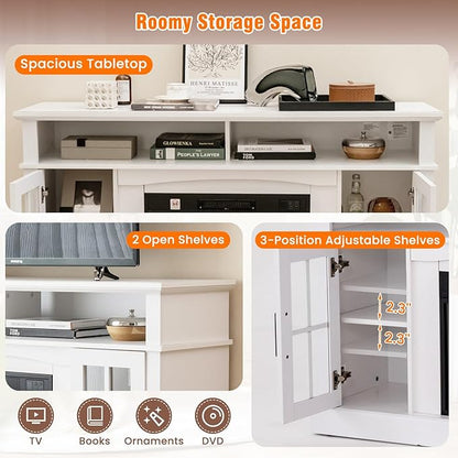 SIMOE 58 in TV Stand with 23 Inch 5100BTU Fireplace, Electric Fireplace TV - Image 7