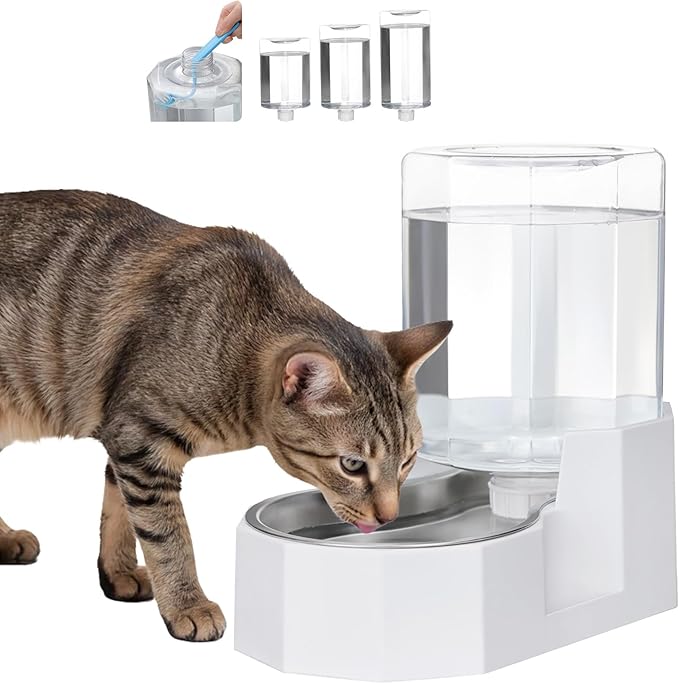 Sfozstra Large Dog Water Dispenser: 4L Stainless Steel Gravity Cat Water Feeder by Sfozstra