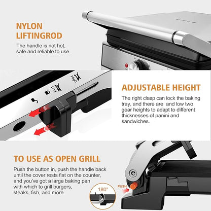 1600W Panini Press, Sandwich Maker - Image 5