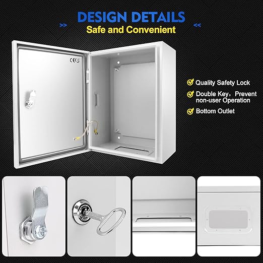 Outdoor Electrical Box, Steel Junction Box 12 x 10 x 6'', NEMA 4X Electrical - Image 4