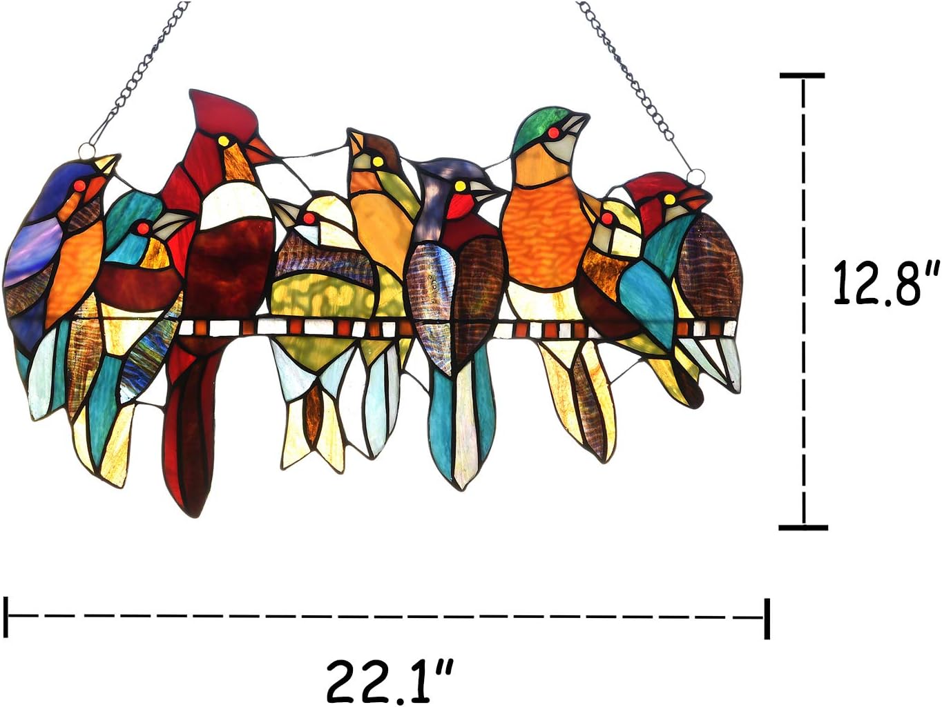 Capulina Tiffany Birds Stained Glass Window Panels Hangings | Birds Stained Glass Suncatcher Gifts Decor for Home Office
