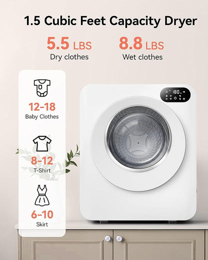 Euhomy 1.5 Cu.Ft Portable Dryer, 850W Clothes Dryer - Image 5
