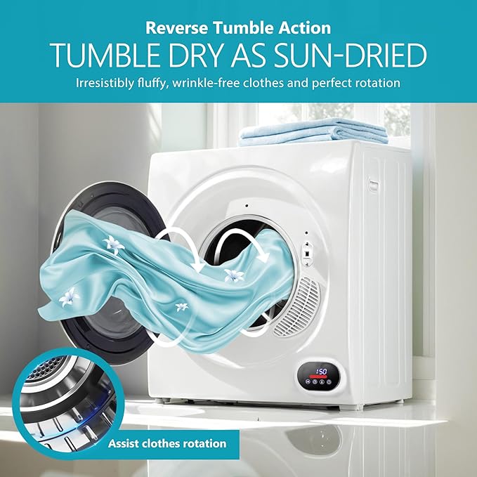 Euhomy Compact Laundry Dryer, 3.5 cu ft Front Load Stainless Steel Clothes - Image 4
