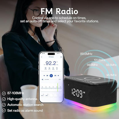 Bluetooth Alarm Clock Radio Bedroom, Digital Dual Alarm Clock Bedroom, Matte - Image 7