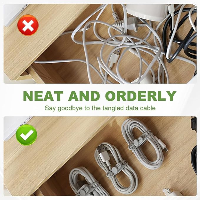 Data Cable Organizer, 2026 Upgrade Silicone Cable Ties Reusable Cable - Image 5