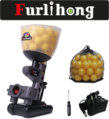 furlihong 692bh baseball pitching machine, includes 60 pcs, side view