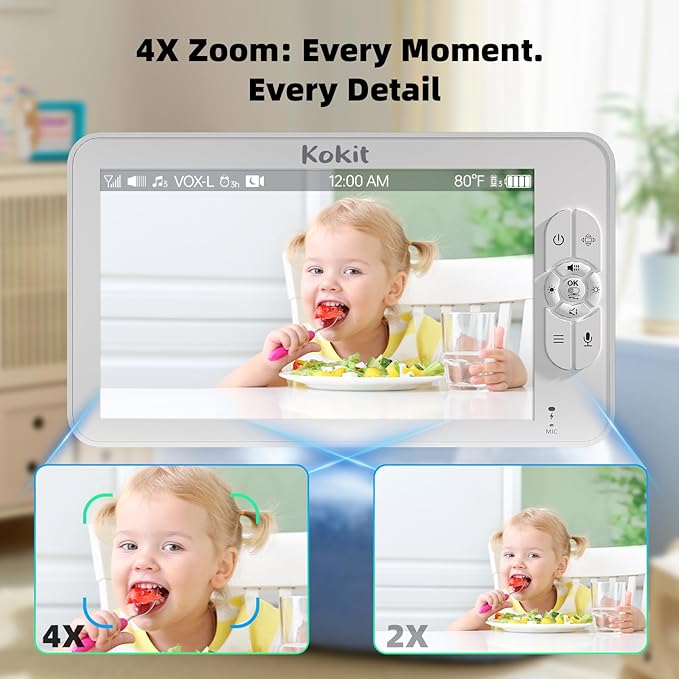 7" 1080P Full HD Split-Screen Baby Monitor, 100 Hrs 5000mAh Battery Runs 4 Days - Image 5