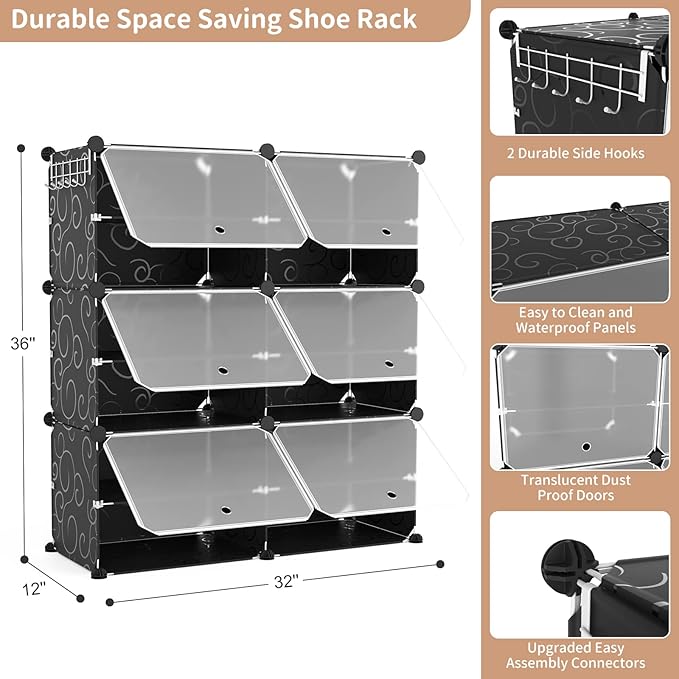 ROJASOP 6-Tier 24-Pair Expandable Shoe Rack Organizer - Image 3