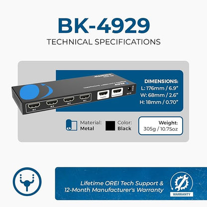 OREI 4-Port eARC 8K Audio Extractor 4x1 Switch - Image 5
