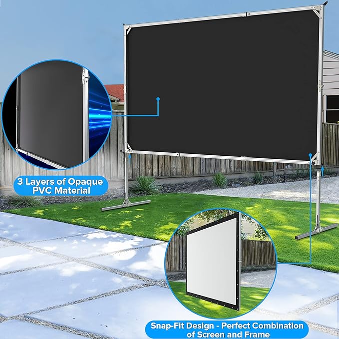 Projector Screen and Stand, JWSIT 135 inch Outdoor Movie Screen-Upgraded 3 - Image 4
