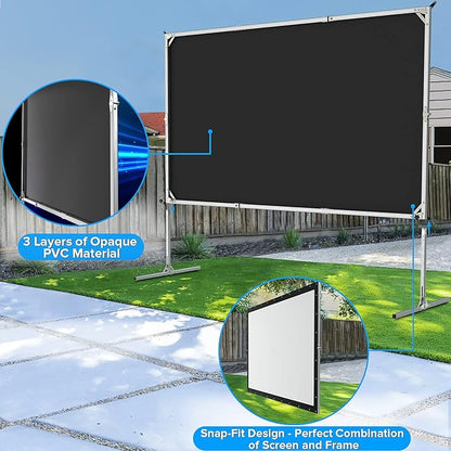 Projector Screen and Stand, JWSIT 135 inch Outdoor Movie Screen-Upgraded 3 - Image 4