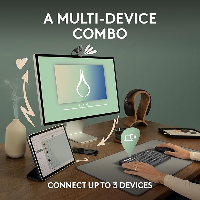 Logitech Pebble 2 Combo, Wireless Keyboard and Mouse, Quiet and Portable - Image 3