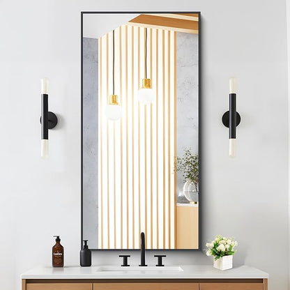 Black Bathroom Mirror for Wall, 24x48 Inch Rectangle Mirrors - Image 2