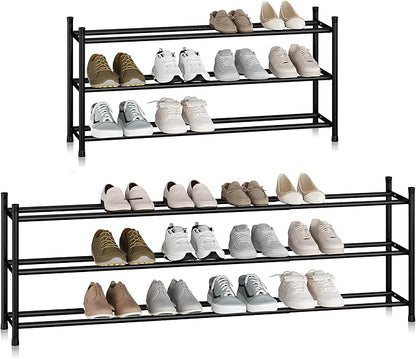 STORAGE MANIAC Long Expandable Shoe Rack, 18 Pairs Metal Wide Stackable Shoe by STORAGEMANIAC
