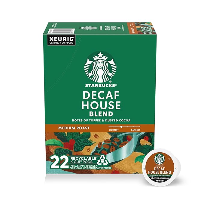 Starbucks K-Cup Coffee Pods, Medium Roast Hot or Iced Coffee, Decaf House Blend by StarbucksbyNespresso