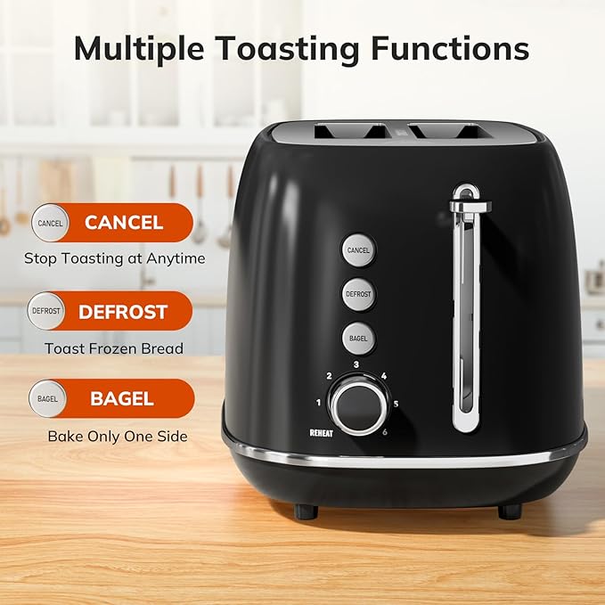 2 Slice Retro Stainless Steel Toaster - Image 2