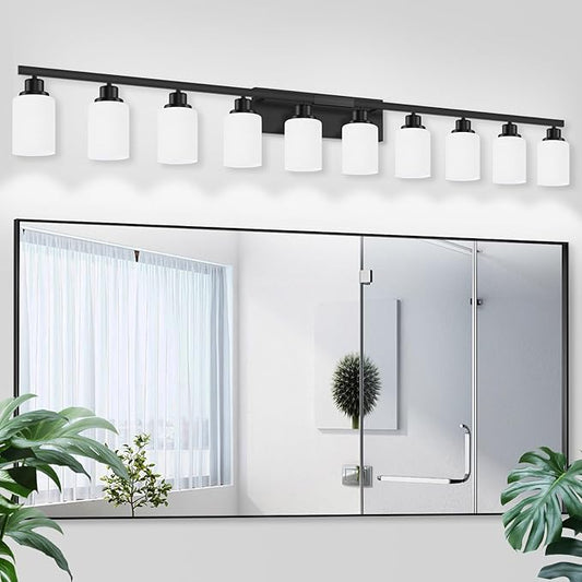 DIKAIDA 10 Light Bathroom Vanity Lights Over Mirror, 65.4 inch Black Vanity by DIKAIDALights