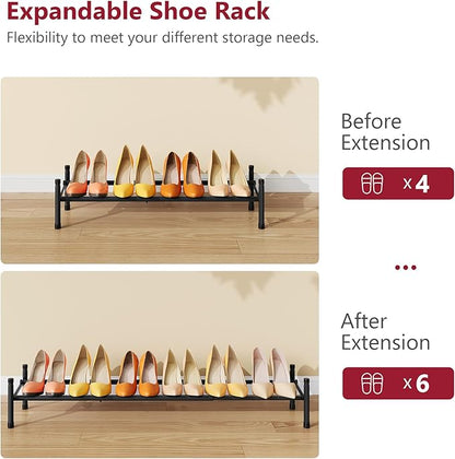 Tajsoon Expandable Shoe Rack for Closet 1 Tier, 28“-41“Adjustable & Stackable - Image 7