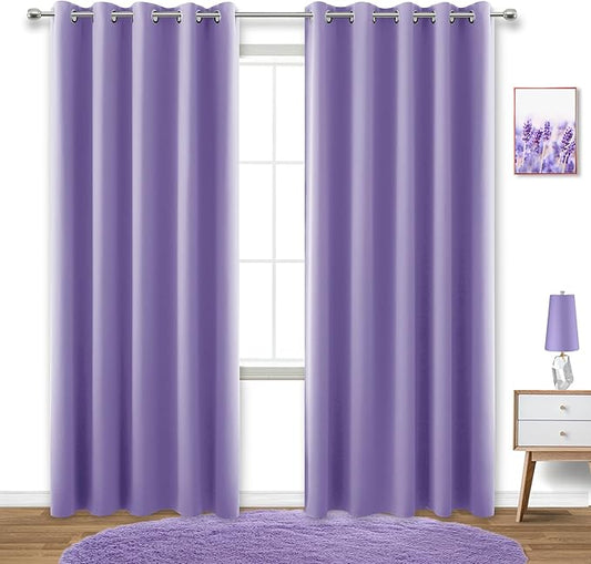 KOUFALL 72x84 Inches Long Purple Blackout Curtains by KOUFALL