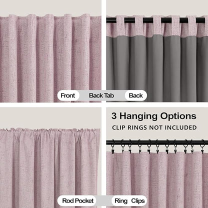 KOUFALL Pink Curtains 100% Blackout 2 Panels - Image 3