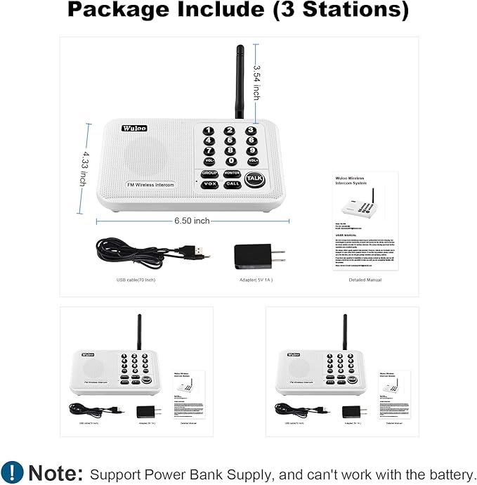 Wuloo Intercoms Wireless for Home 5280 Feet Range 10 Channel 3 Code, Wireless - Image 7
