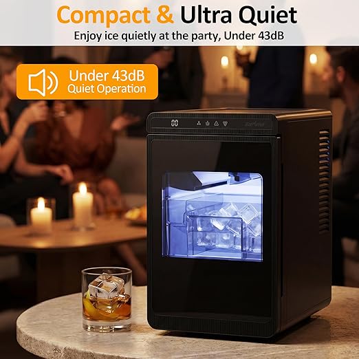 Sunvivi Clear Ice Maker, Compact Countertop Ice Machine, Fast 10-Min Ice - Image 7