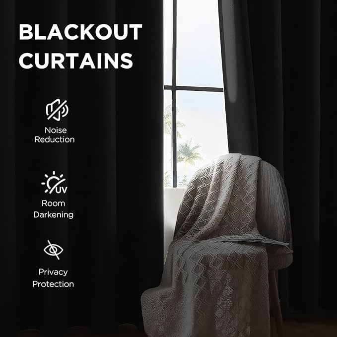 CUCRAF Room Darkening Curtains for Bedroom, Light Blocking Drapes for Living - Image 3