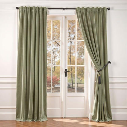 Lazzzy Velvet Blackout Curtains Thermal Insulated Room Window Drapes Super Soft by Lazzzy