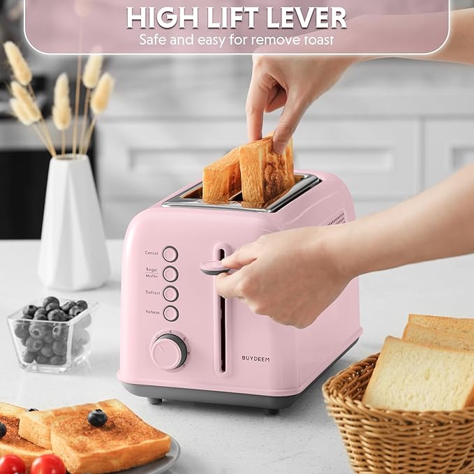 BUYDEEM DT620 2-Slice Toaster, Extra Wide Slots, Retro Stainless Steel - Image 6