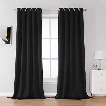 DUALIFE Black Out Curtains 9 ft Extra Long Grommet Blackout Heat Blocking by DUALIFE