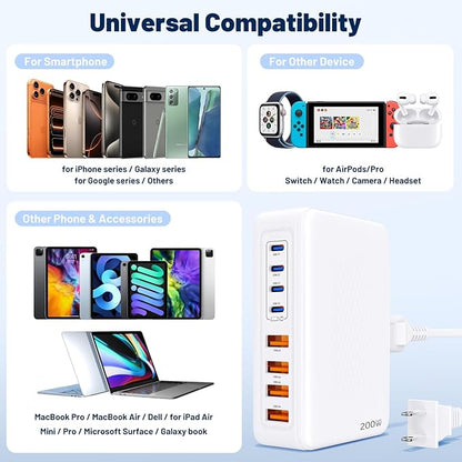 200W USB C Charging Station, 8-Port GaN USB C Charger Block, PD 65W Desktop - Image 7