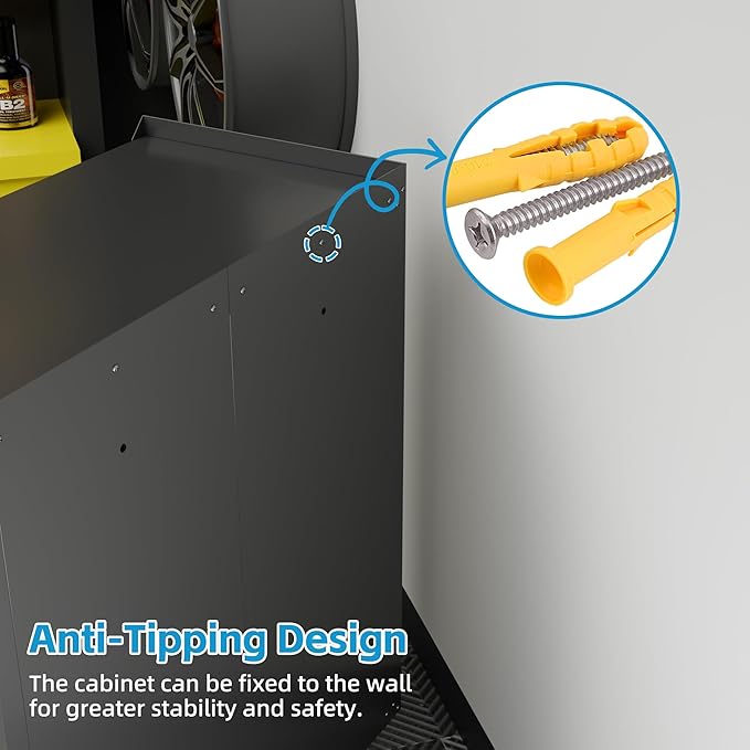 Metal Storage Cabinets with Door Pegboard, Lockable Garage Storage Cabinets - Image 6