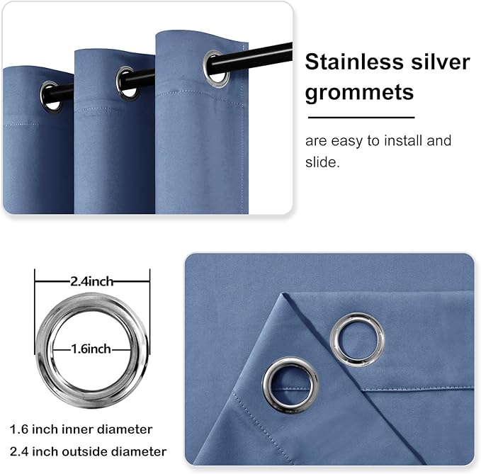 DWCN Dusty Blue Blackout Curtains - Image 4