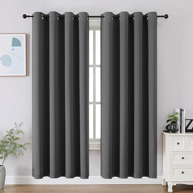 CUCRAF Light Grey Blackout Curtains 72 Inches Long, Thermal Insulated Noise by CUCRAF