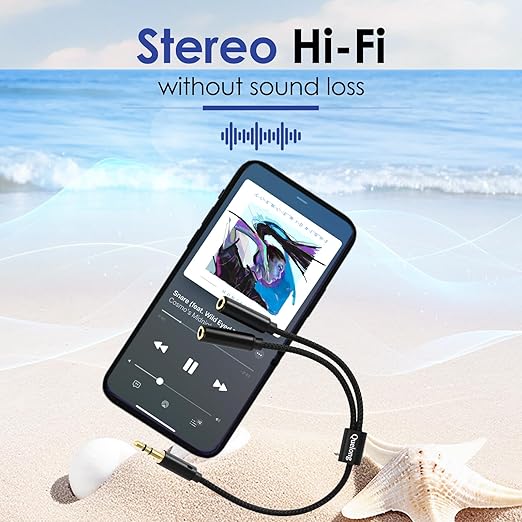 Quelong 1Pcs Headphone Splitter, Dual Headphone Nylon Braided Extension Cable - Image 3
