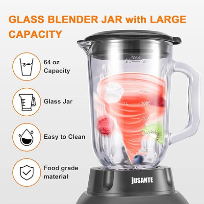 Blender with 64 oz Glass Jar - 1200W High Speed Juicer Blender - Image 6