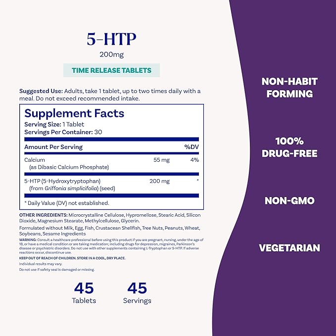 Natrol 5-HTP 200 mg, Time Release, Support a Balanced Mood, Dietary Supplement - Image 6